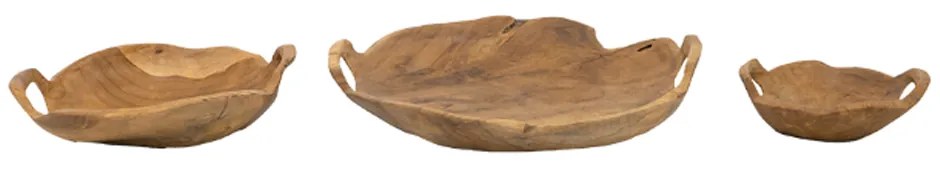 Artekko Woody Μπολ από Ξύλο Teak (40x40x8)cm (30x30x8)cm (21x21x6.5)cm Σετ/3 - art-70629 - 70629