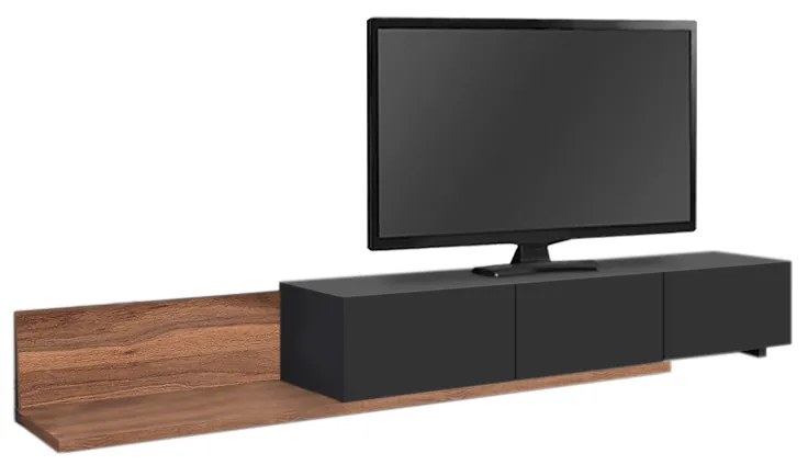 Έπιπλο τηλεόρασης Enstey Megapap επεκτεινόμενο χρώμα καρυδί - ανθρακί 260x41,8x33,5εκ.