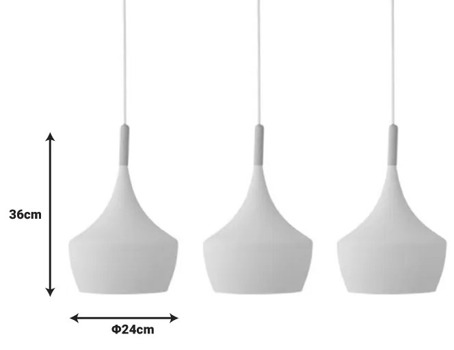 Φωτιστικό οροφής τρίφωτο Eracile II pakoworld λευκό μέταλλο 84x24x179εκ