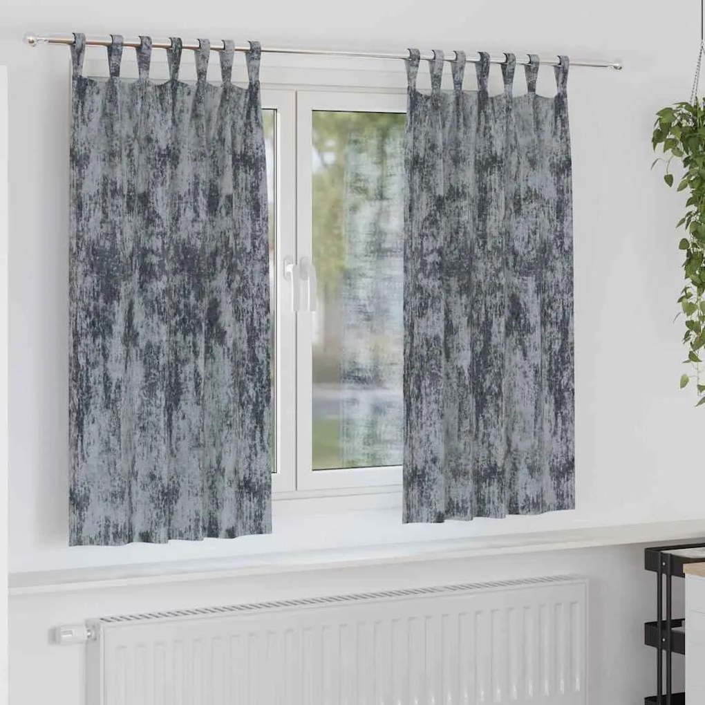 vidaXL Κουρτίνα με κουρτίνες 2 pcs Ασημί γκρι 175 x 140 εκ. Βελούδο