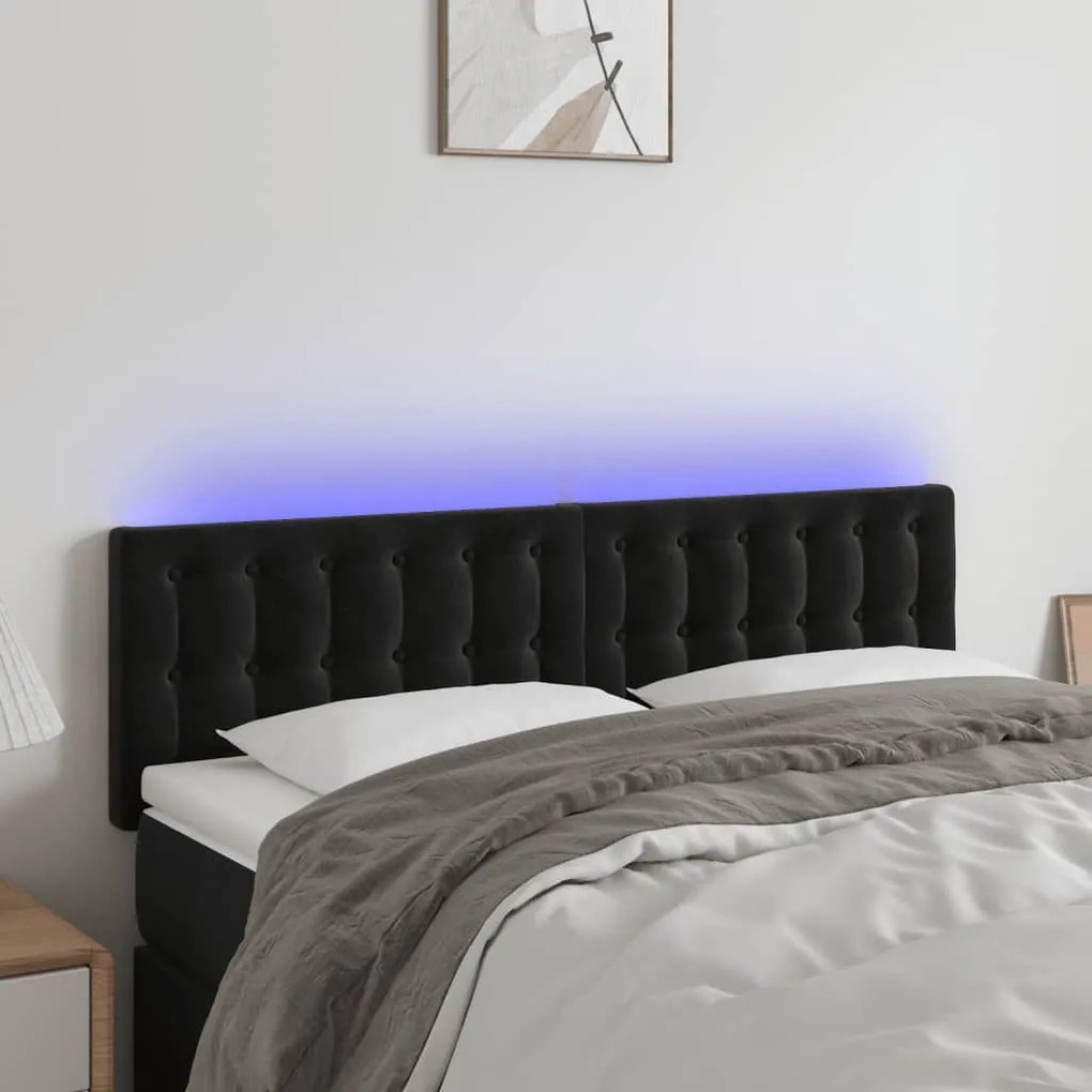 Κεφαλάρι Κρεβατιού LED Μαύρο 144x5x78/88 εκ. Βελούδινο 3122096