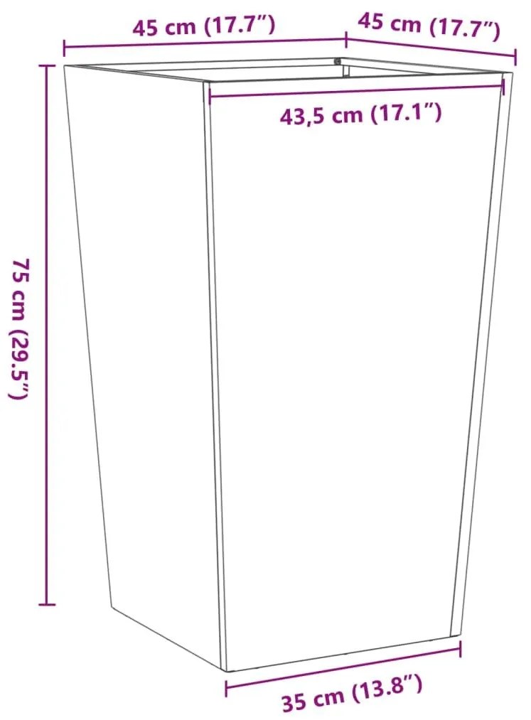 Ζαρντινιέρες Κήπου 2 τεμ. Μαύρο 45x45x75 εκ από Ατσάλι - Μαύρο