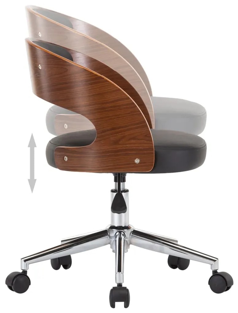 vidaXL Καρέκλα Γραφείου Περιστρεφόμενη Μαύρη Λυγισ. Ξύλο/Συνθετ. Δέρμα