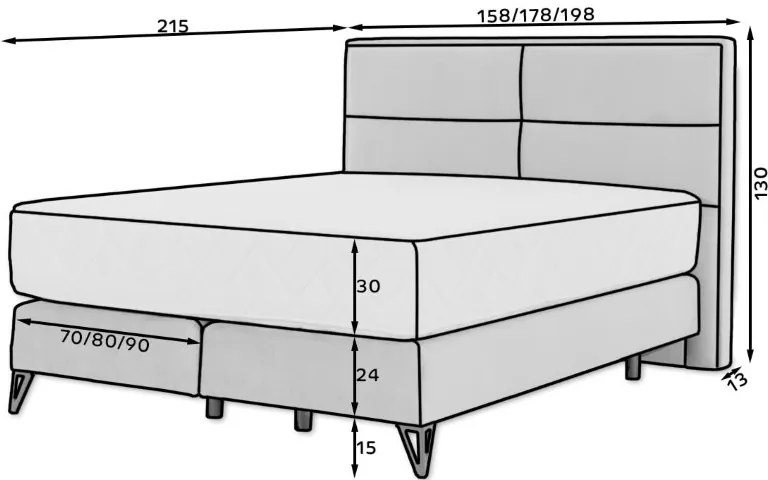 Επενδυμένο κρεβάτι Simon με στρώμα-Kafe-180 x 200 εκ.