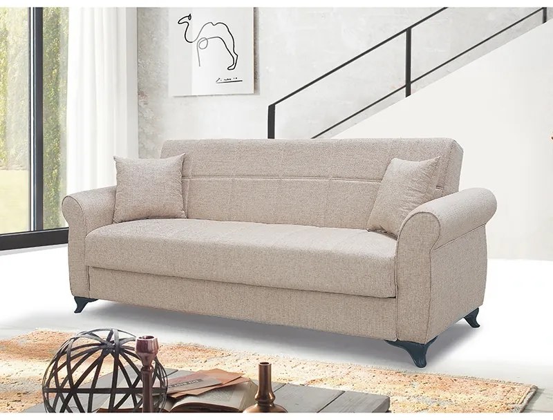 LENA LIGHT BROWN ΥΦΑΣΜΑ 3ΘΕΣΙΟΣ ΚΑΝΑΠΕΣ/ΚΡΕΒΑΤΙ ΜΕ ΑΠΟΘ.ΧΩΡΟ 210X80X75εκ. ZITA PLUS 210Χ80Χ75εκ. ΚΡΕΒ.180Χ100