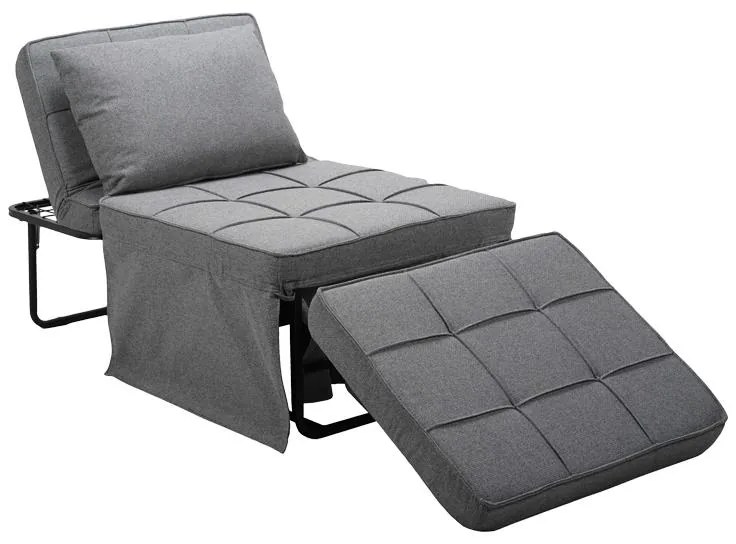 Πολυθρόνα - κρεβάτι Grejio ύφασμα σε γκρι απόχρωση κα πόδι μαύρο μέταλλο 70x70x45εκ 95x98x70 εκ.