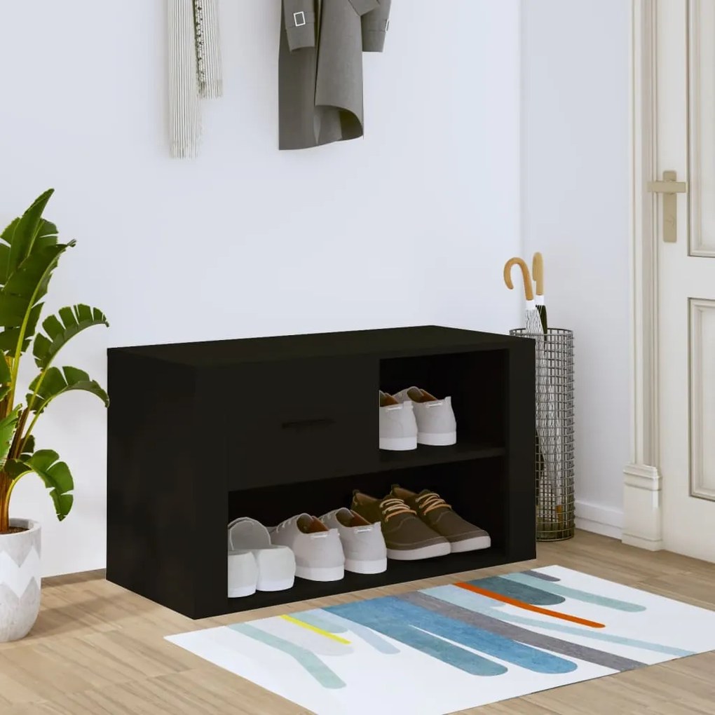 vidaXL Παπουτσοθήκη Μαύρη 80x35x45 εκ. από Επεξεργασμένο Ξύλο