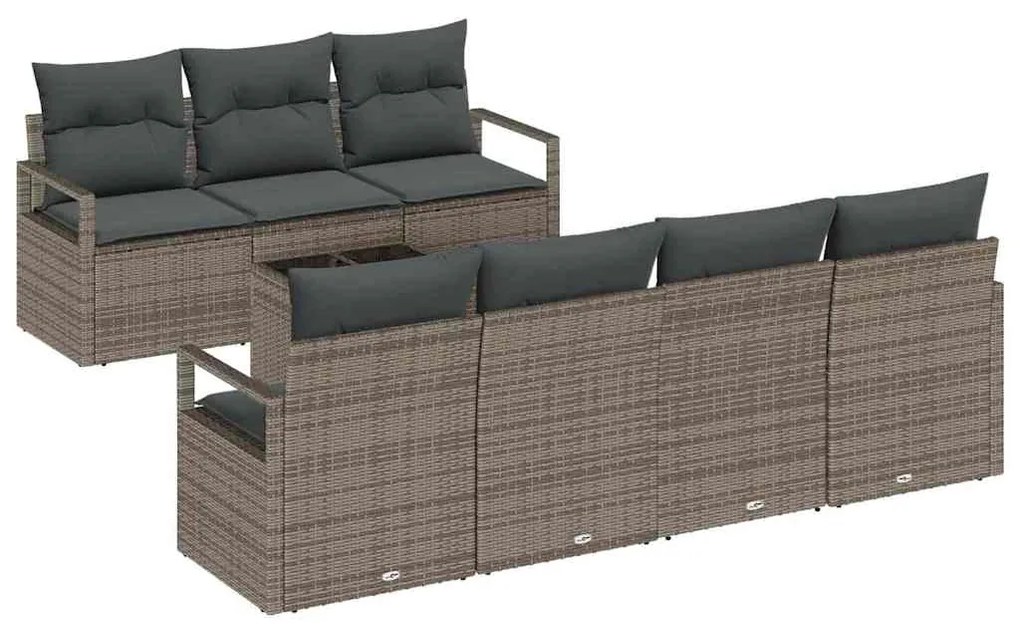 vidaXL Σετ Καναπέ Κήπου 8 pcs Γκρι 55 x 55 x 37 εκ συνθετικό ρατάν