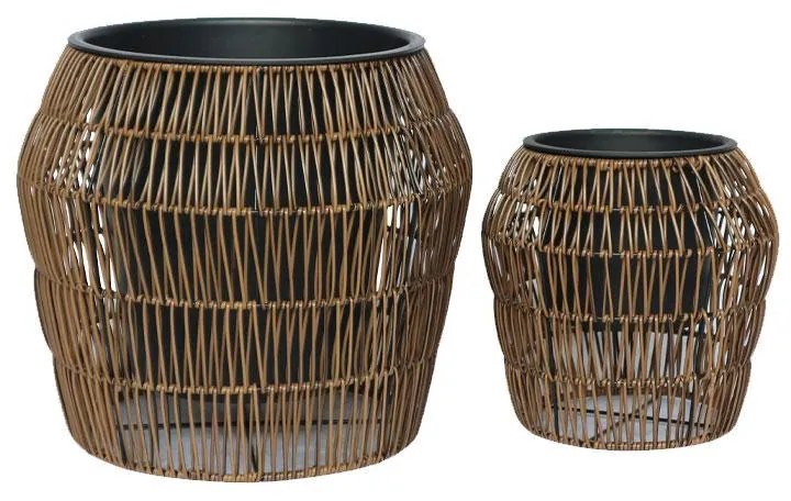 ΣΕΤ ΚΑΣΠΩ 2 ΤΕΜΑΧΙΑ POLY RATTAN  Fylliana FL22157 ΚΑΦΕ ΧΡΩΜΑ 42x38εκ &amp; 28x28εκ