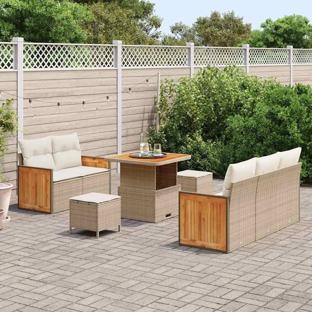 vidaXL Σετ Καναπέ Κήπου 8 pcs μπεζ και κρεμ 80 x 80 x 71 cm