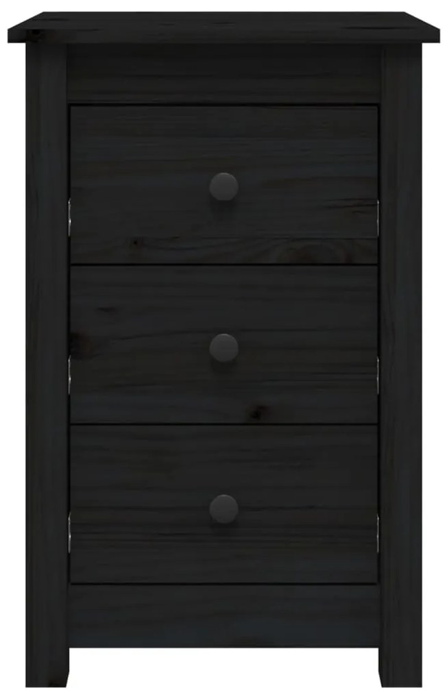 vidaXL Κομοδίνα 2 τεμ. Μαύρα 40 x 35 x 61,5 εκ. από Μασίφ Ξύλο Πεύκου