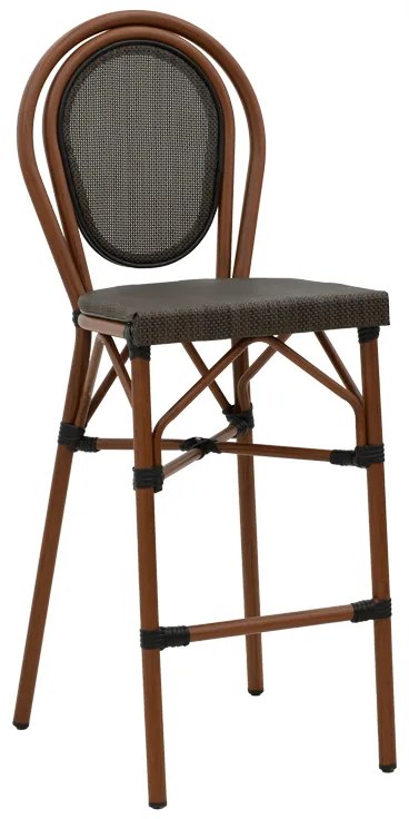 Σκαμπό μπαρ Dezyan pakoworld καρυδί αλουμίνιο-γκρι textilene 41.5x53.5x116εκ