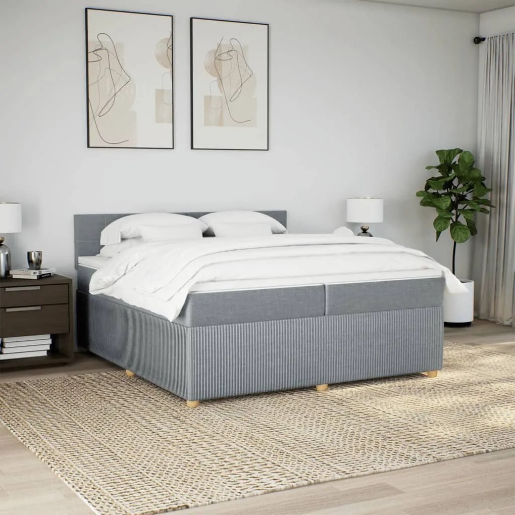 ΚΡΕΒΑΤΙ BOXSPRING ΜΕ ΣΤΡΩΜΑ ΑΝΟΙΧΤΟ ΓΚΡΙ 200X200 ΕΚ. ΥΦΑΣΜΑΤΙΝΟ 3287563