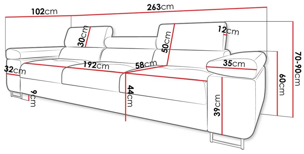Καναπές Comfivo S104, 263x102x70cm, 80 kg, Ταπισερί, Πόδια: Μέταλλο | Epipla1.gr