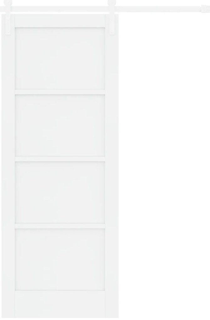 vidaXL Συρόμενη Πόρτα με Σετ Υλικών Λευκή 78x202 εκ. Συμπαγές Ξύλο Πεύκο