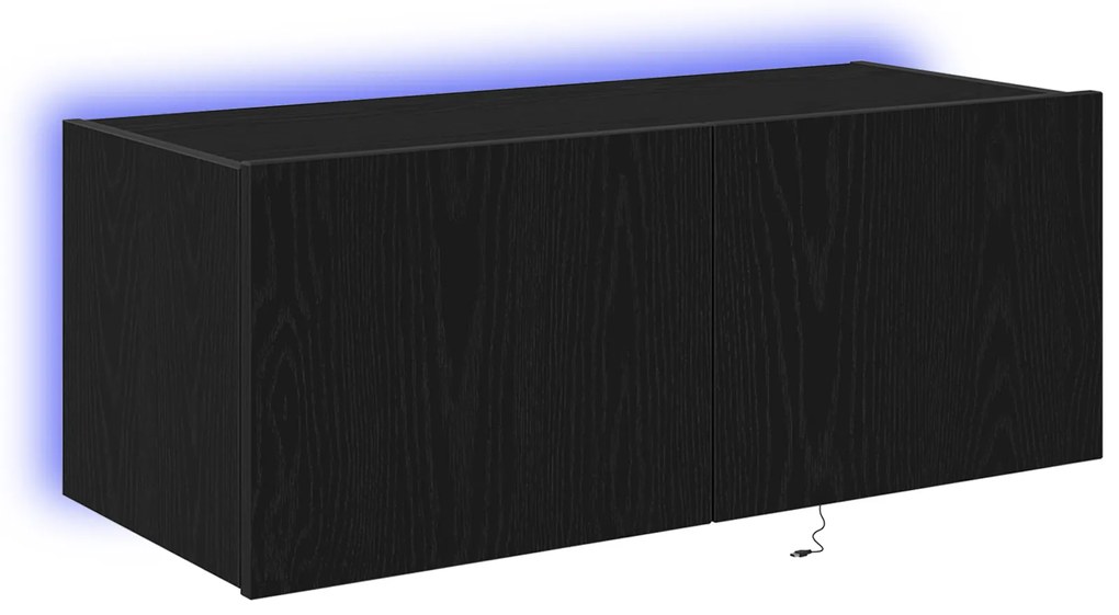 vidaXL Κάβας τηλεόρασης με LED φώτα Μαύρη Δρυς 80x35x31 εκ.