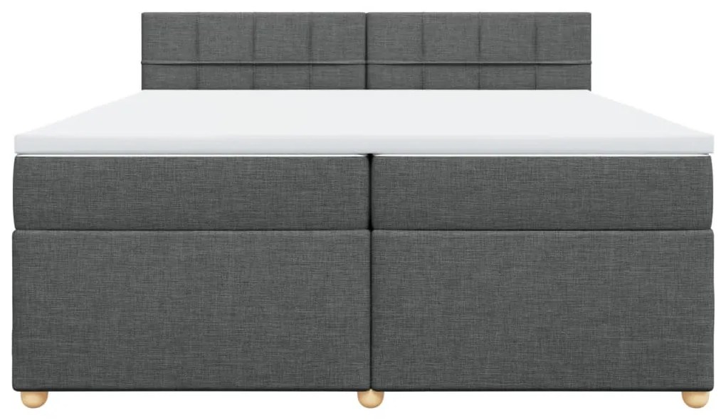 vidaXL Κρεβάτι Boxspring με Στρώμα Σκούρο Γκρι 200x200 εκ. Υφασμάτινο