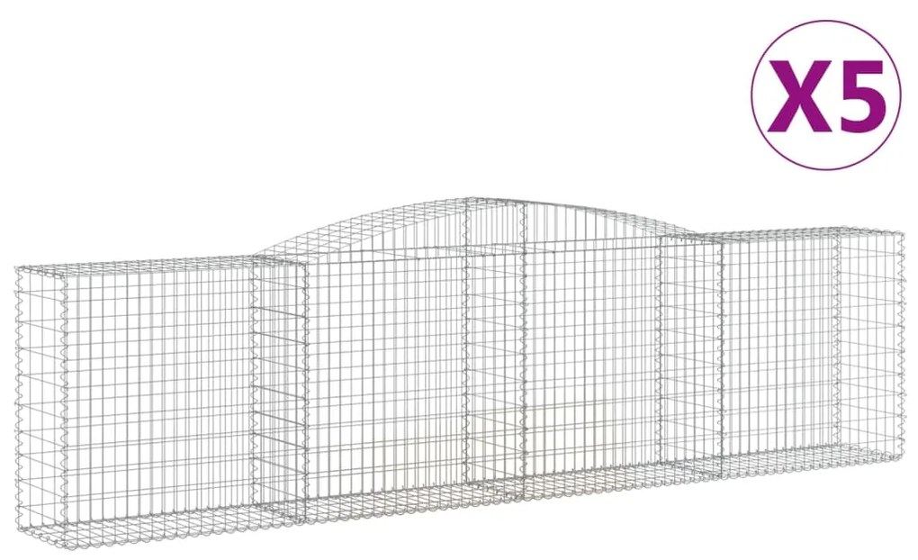 vidaXL Συρματοκιβώτια Τοξωτά 5 τεμ. 400x50x100/120 εκ. Γαλβαν. Ατσάλι