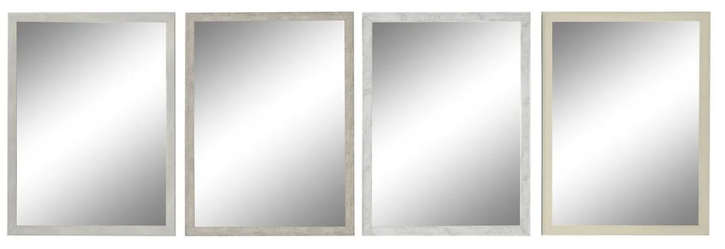 Τοίχο καθρέφτη DKD Home Decor Λευκό Μπεζ Γκρι 56 x 2 x 76 cm (4 Μονάδες)