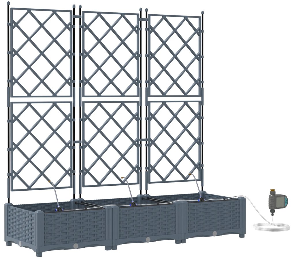 vidaXL Γλάστρες Κήπου 1 τεμ Ανοιχτό γκρι 120 x 40 x 126 cm Πλαστικό