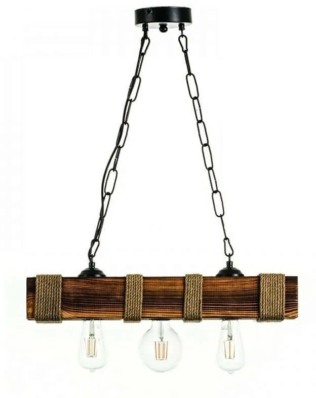 Φωτιστικό Οροφής 5318-3 50x80cm 3xΕ27 Natural Inlight Wood, Rope