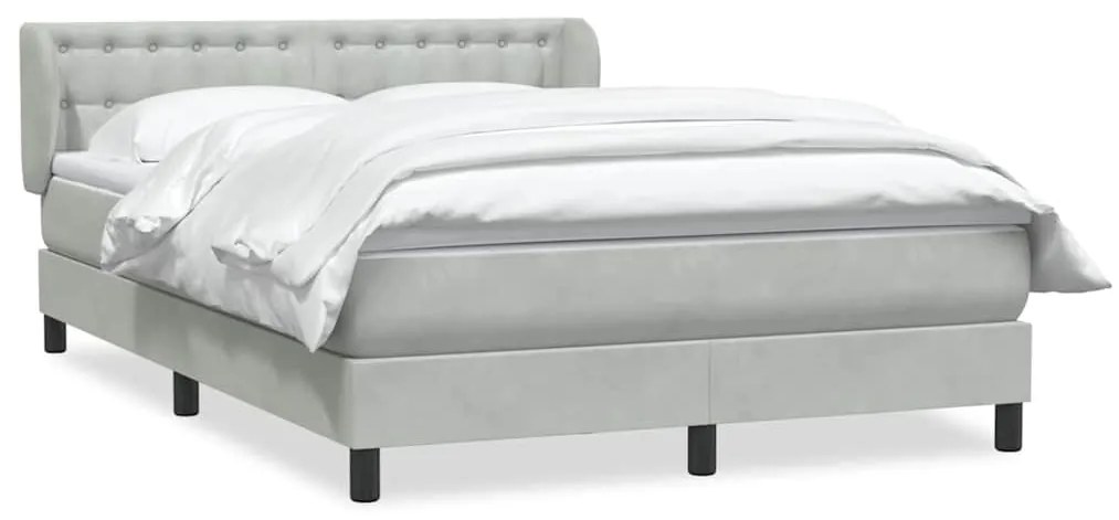 vidaXL Κρεβάτι Boxspring με Στρώμα Ανοιχτό Γκρι 160x210 εκ. Βελούδινο