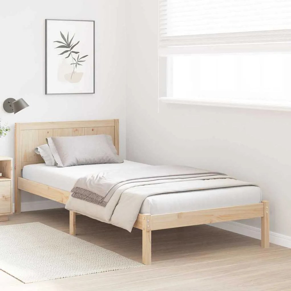 vidaXL Σκελετός Κρεβατιού Καφέ 90 x 190 cm Μασίφ ξύλο πεύκου
