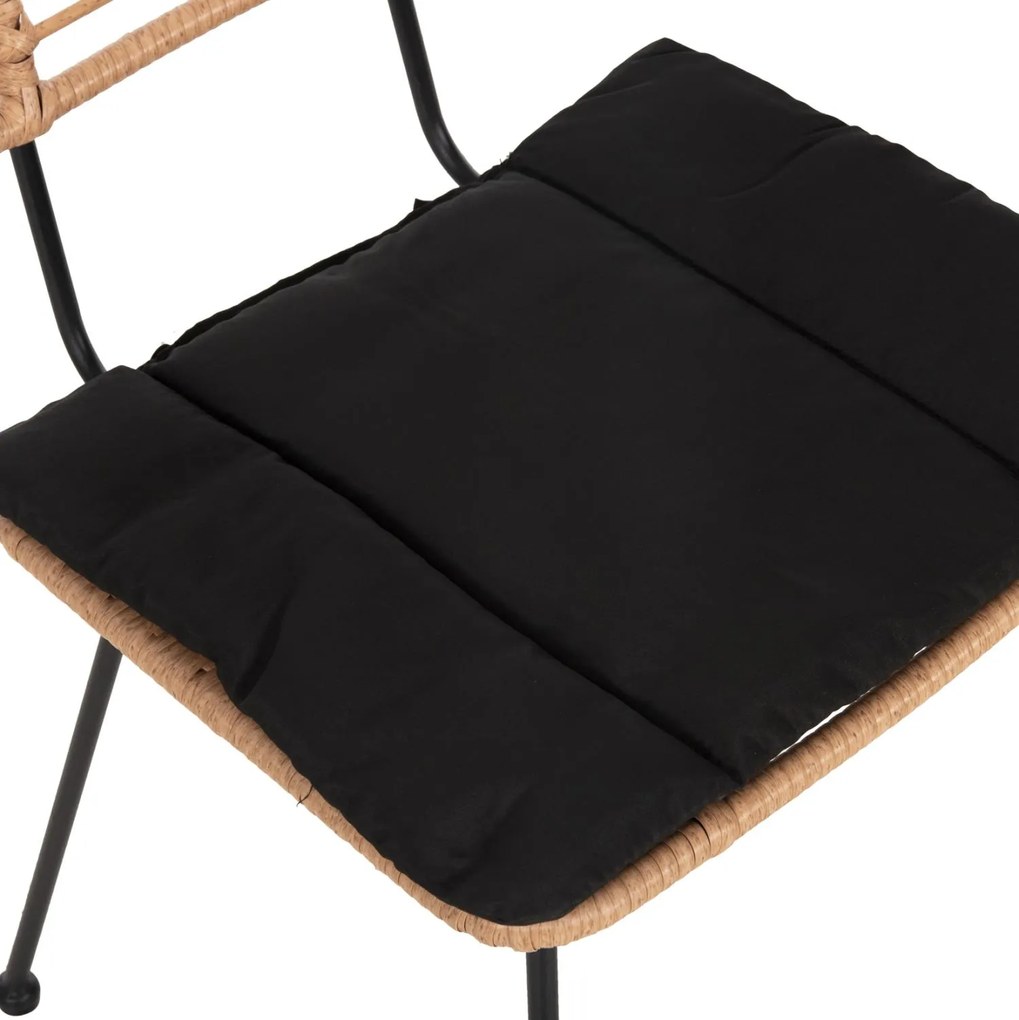 Καρέκλα ALLEGRA C5454.11 Μεταλλική με Μαξιλάρι Μαύρο και Wicker Μπέζ 50,5x49,5x88Υ εκ. 50.5x49.5x88 εκ.