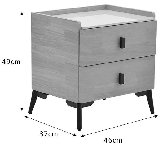 Κομοδίνο Alessio mdf φυσικό-μαύρο μέταλλο 46x37x47εκ 46x37x47 εκ.