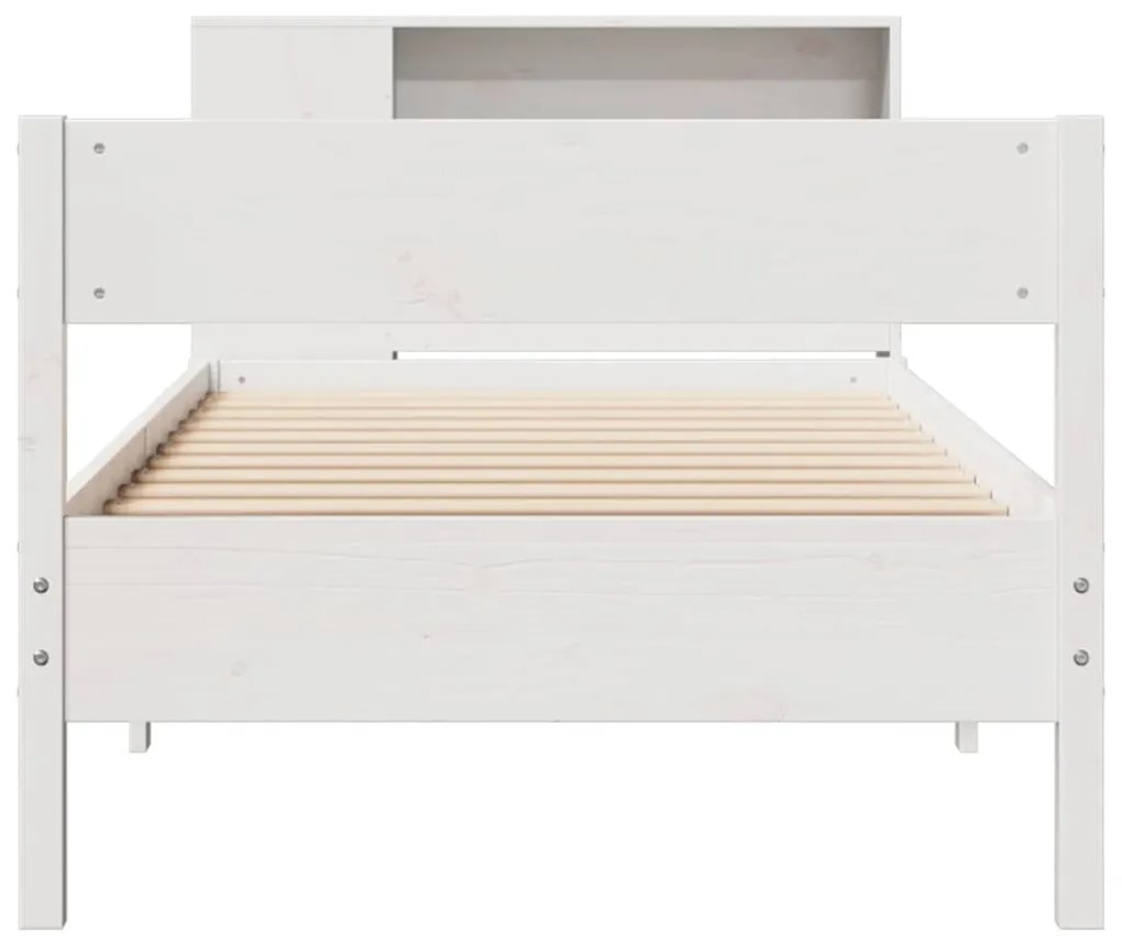 vidaXL Κρεβάτι Βιβλιοθήκη Χωρίς Στρώμα Λευκό 75x190 εκ Μασίφ Πεύκο