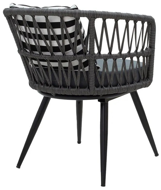 Καρέκλα - Πολυθρόνα Naoki μέταλλο μαύρο-pe γκρι-μαξιλάρι ασπρόμαυρο 65x61.5x77 εκ.