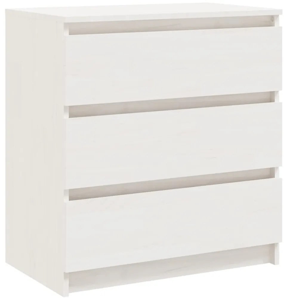 vidaXL Κομοδίνο Λευκό 60 x 36 x 64 εκ. από Μασίφ Ξύλο Πεύκου