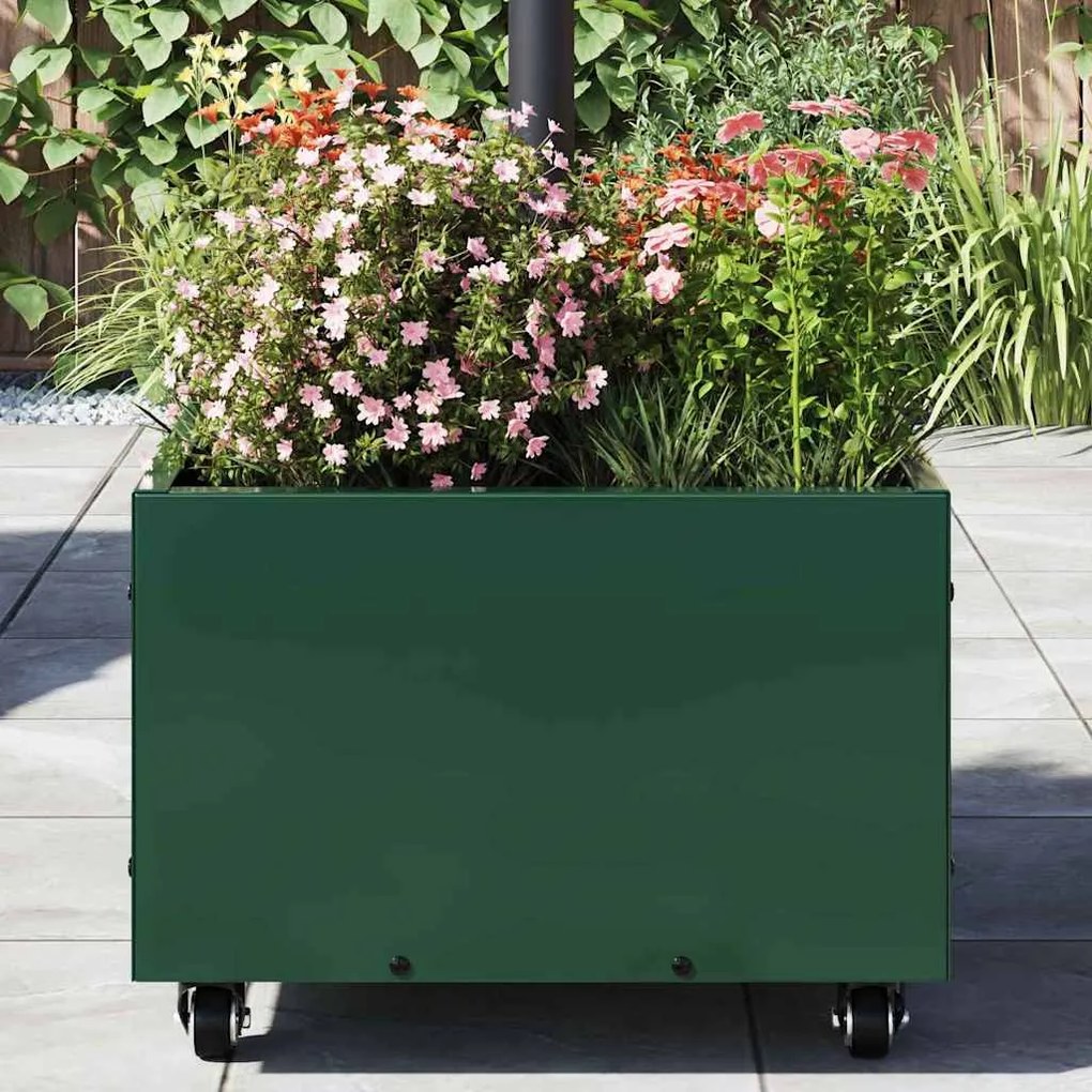 vidaXL Βάση Παρασόλ με Γλάστρα Πράσινο 45 x 45 x 45 cm Ατσάλι
