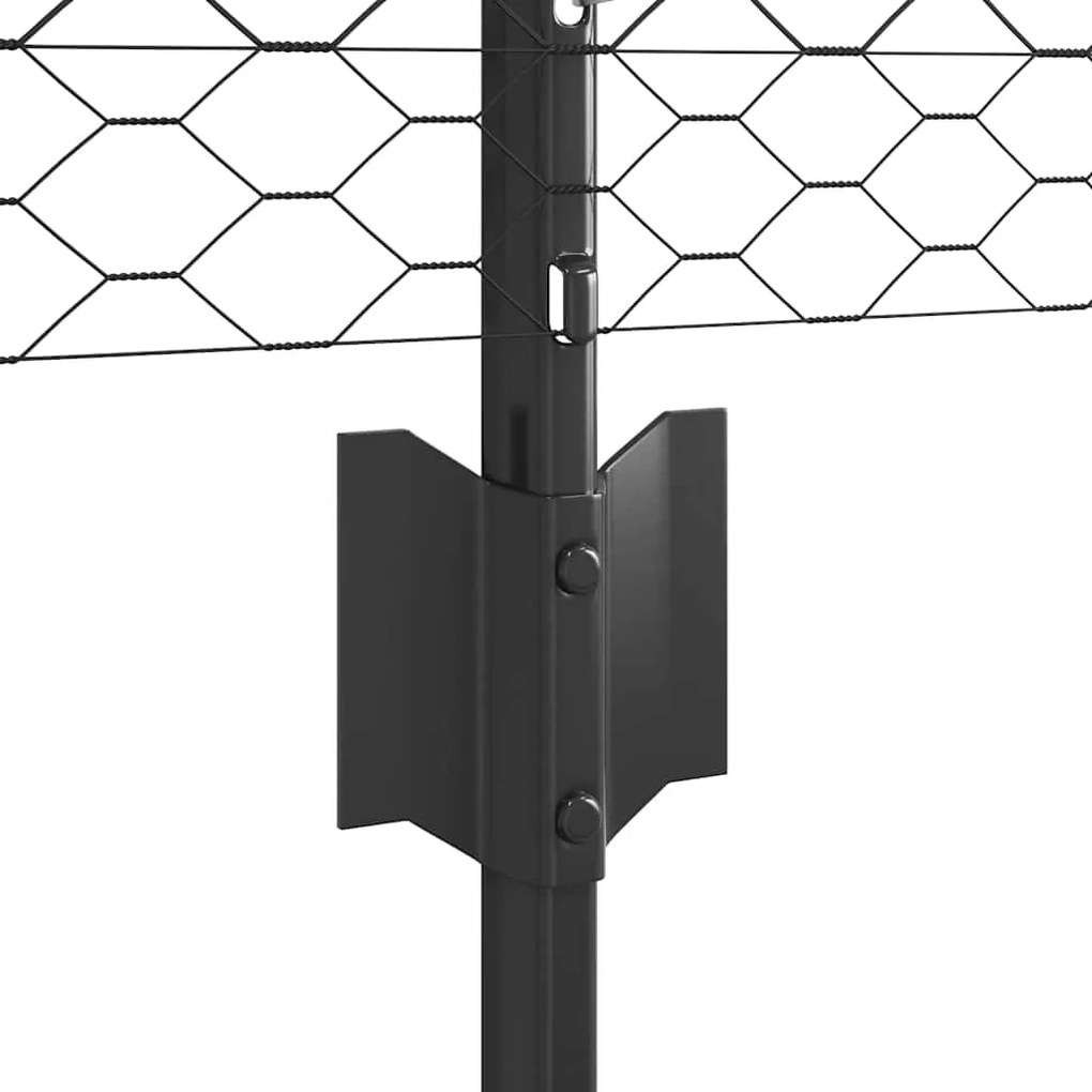 vidaXL Φράκτης με Στυλό Γκρι 50x2500 cm Ατσάλι
