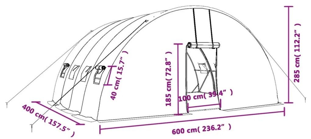 ΘΕΡΜΟΚΗΠΙΟ ΜΕ ΑΤΣΑΛΙΝΟ ΠΛΑΙΣΙΟ ΠΡΑΣΙΝΟ 24 Μ² 6 X 4 X 2,85 Μ. 3188105