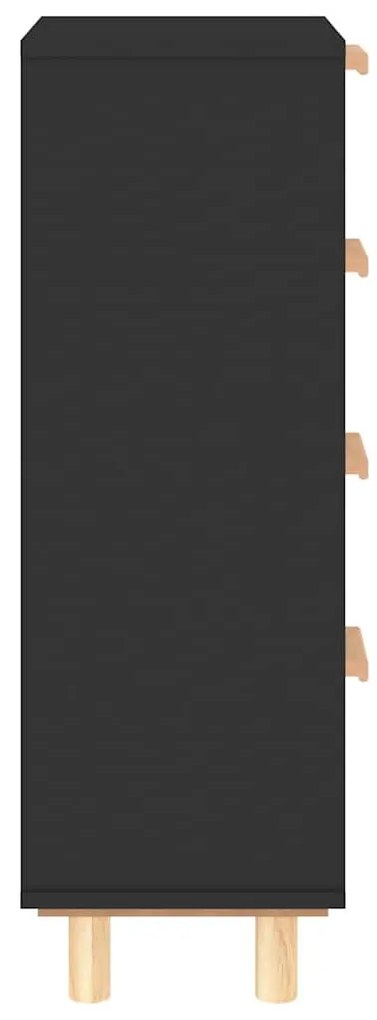vidaXL Συρταριέρα Μαύρη 40x30x90 εκ. από Μασίφ Πεύκο &amp; Φυσικό Ρατάν