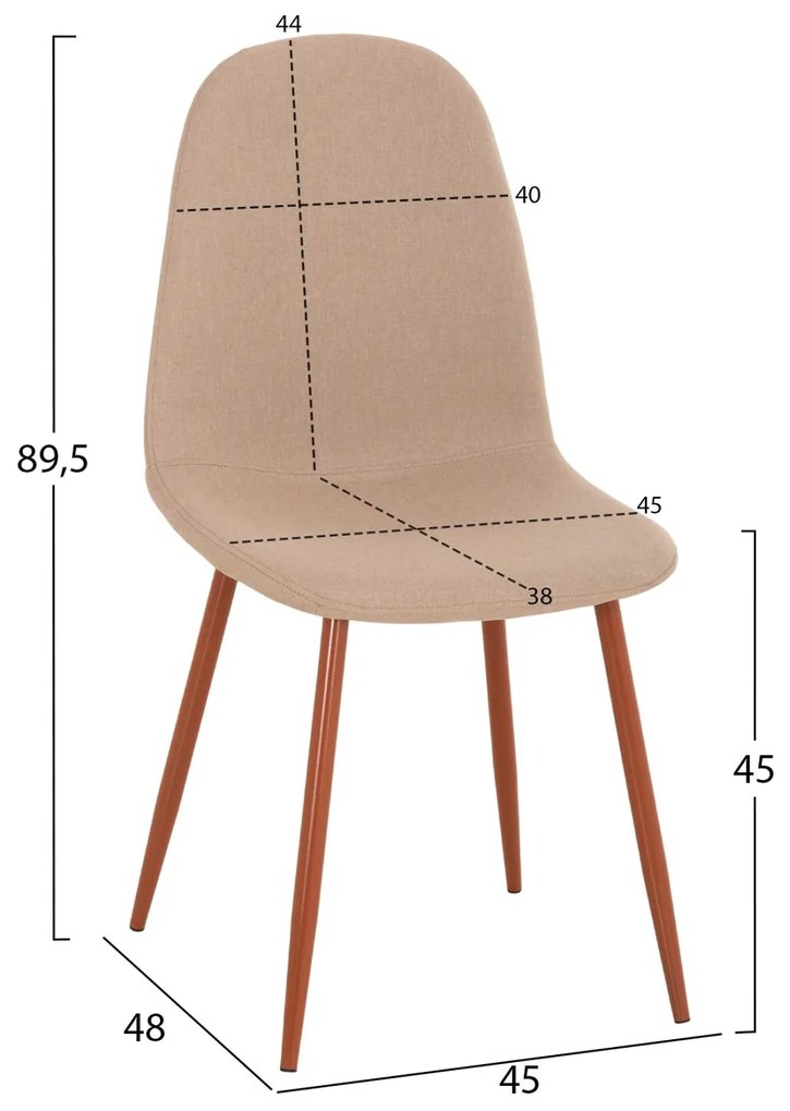 Καρέκλα LEONARDO Ύφασμα Μπέζ με Μεταλλικά πόδια 45x52x85εκ. 4αδα 45x52x85 εκ.