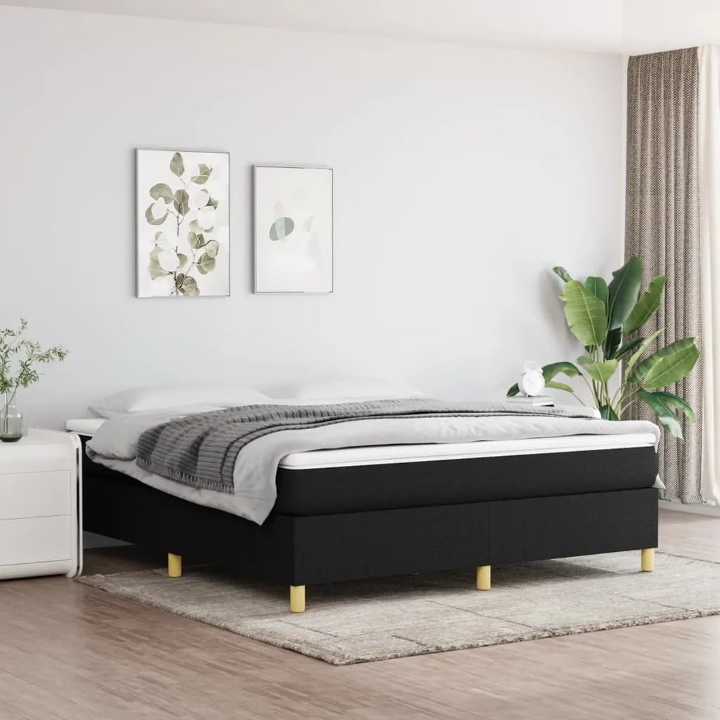 vidaXL Κρεβάτι Boxspring με Στρώμα Μαύρο 160x200 εκ. Υφασμάτινο