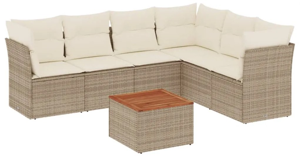 vidaXL Σαλόνι Κήπου Σετ 7 τεμ. Μπεζ Συνθετικό Ρατάν με Μαξιλάρια