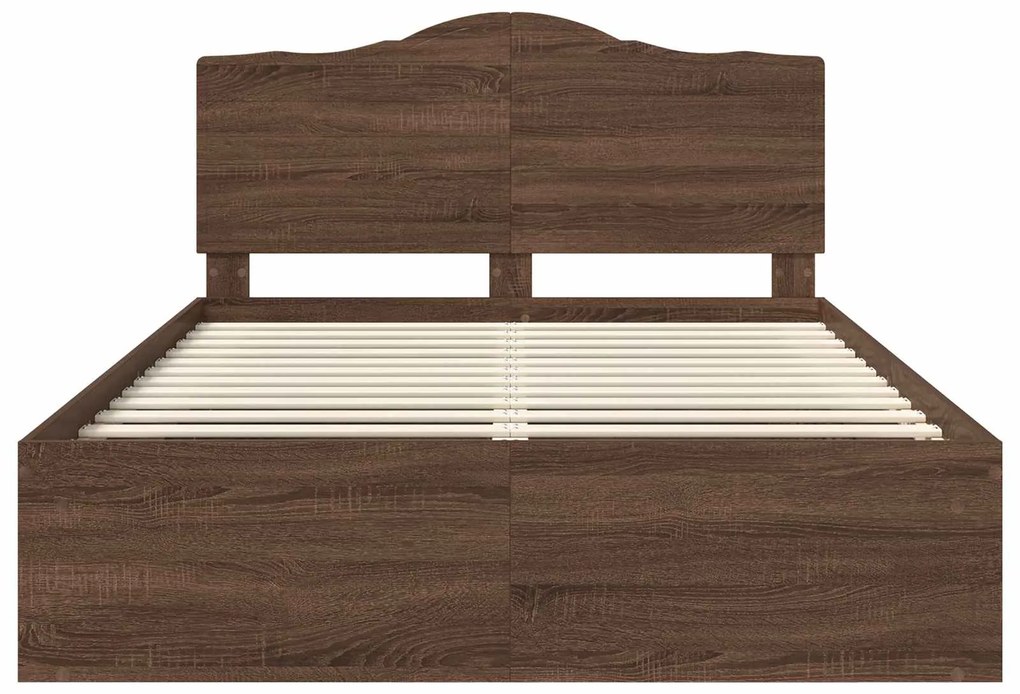 vidaXL Σκελετός Κρεβατιού Καφέ δρυς 140 x 200 cm Στερεά ξυλεία πεύκου