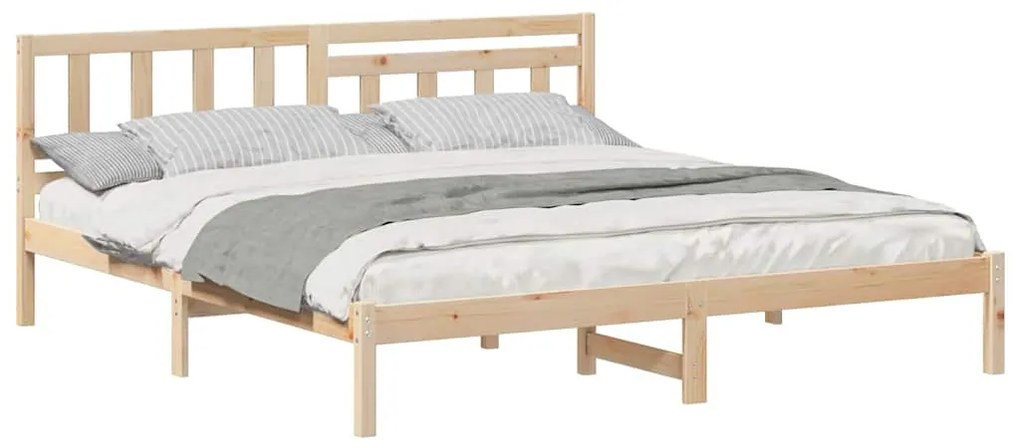 vidaXL Σκελετός Κρεβατιού Καφέ 200 x 200 cm Μασίφ ξύλο πεύκου