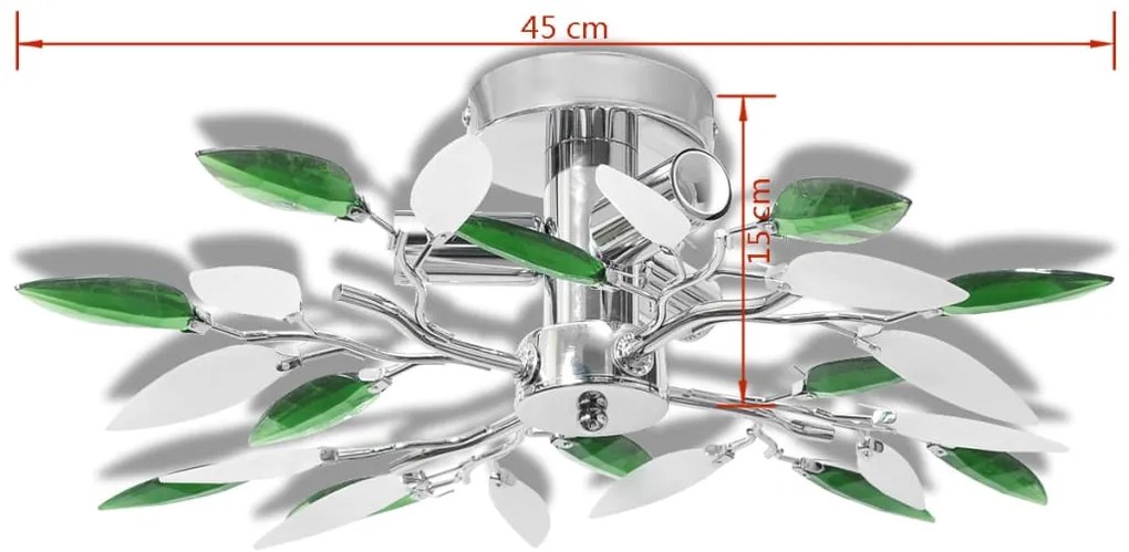 vidaXL Φωτιστικό οροφής με βραχίονες σε σχήμα φύλλου ακρυλλικό κρύσταλλο