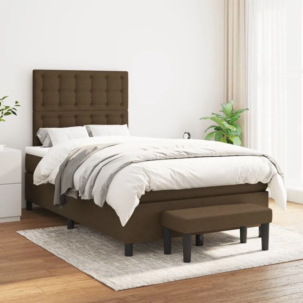 ΚΡΕΒΑΤΙ BOXSPRING ΜΕ ΣΤΡΩΜΑ ΣΚΟΥΡΟ ΚΑΦΕ 120X190 ΕΚ ΥΦΑΣΜΑΤΙΝΟ 3270386