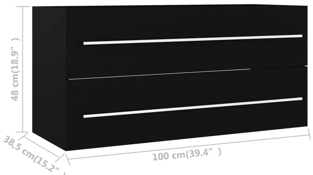 vidaXL Ντουλάπι Νιπτήρα Μαύρο 100 x 38,5 x 48 εκ. από Επεξ. Ξύλο