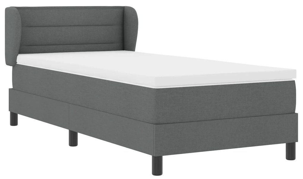 vidaXL Κρεβάτι Box Spring με Στρώμα Σκούρο Γκρι 80x200 εκ. Ύφασμα