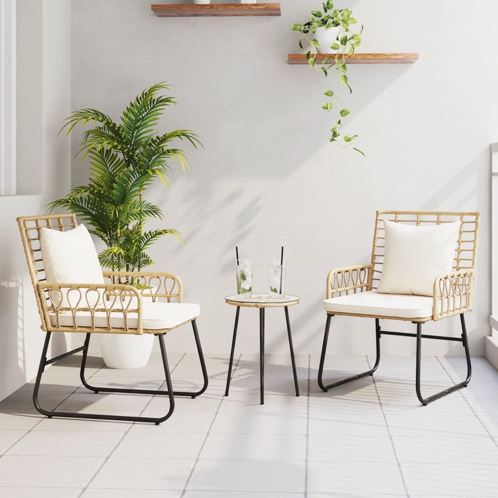 vidaXL Σέτ φαγητού για κήπο 3 pcs Μαύρο, Ανθρακί Πολυ rattan, ατσάλι
