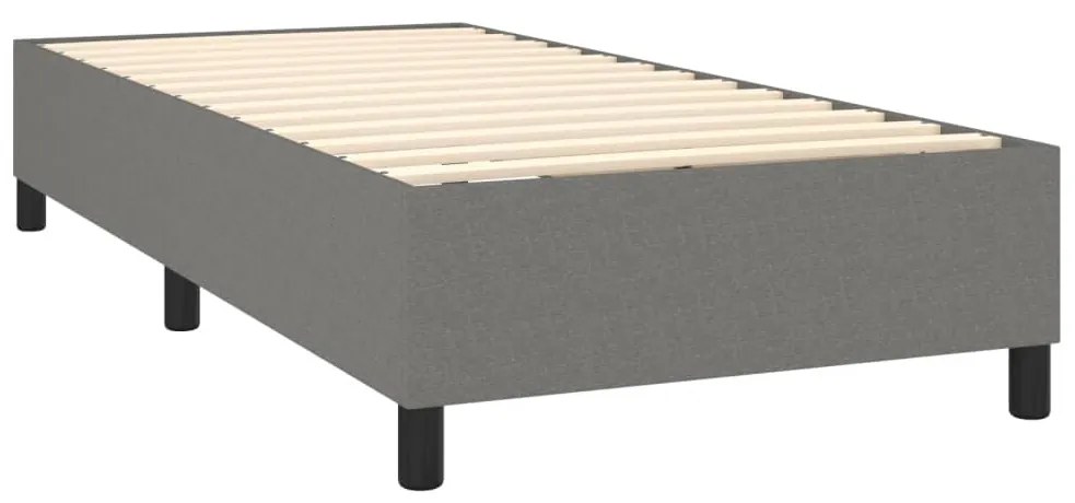 vidaXL Κρεβάτι Boxspring με Στρώμα & LED Σκ.Γκρι 90x200 εκ. Υφασμάτινο
