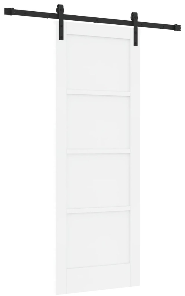 vidaXL Συρόμενη Πόρτα με Σετ Υλικών Λευκή 73.5 x 198.5 εκατοστά Συμπαγής Ξύλο Πεύκου
