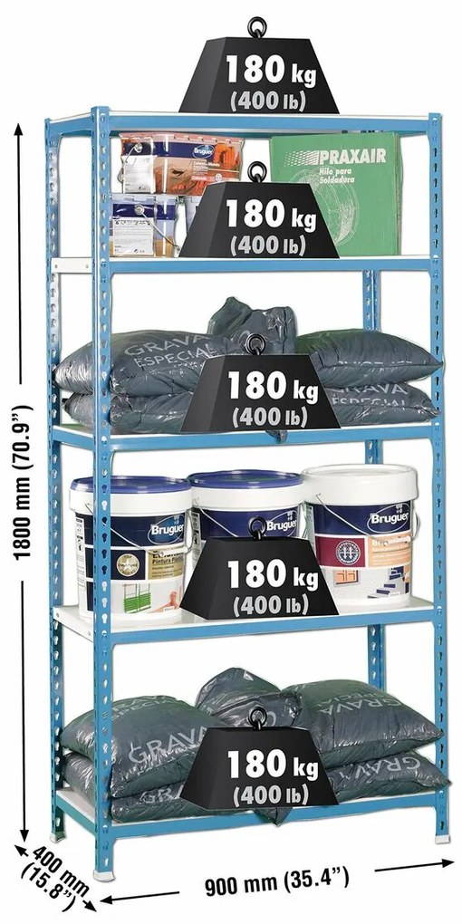 Ράφια Simon Rack Simonclick 5/400 Μέταλλο 180 x 90 x 40 cm 5 Ράφια