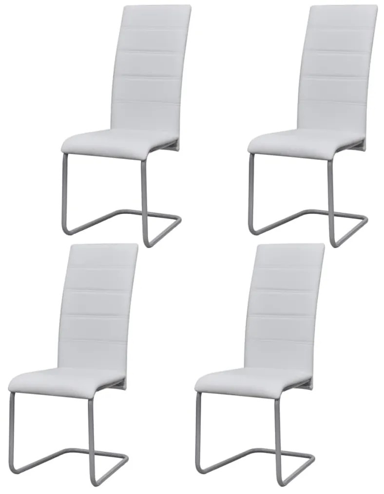 vidaXL Καρέκλες Τραπεζαρίας «Πρόβολος» 4 τεμ. Λευκές Συνθετικό Δέρμα